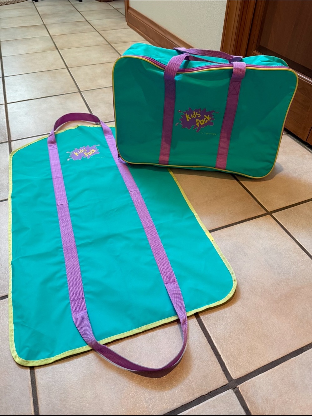 Vintage Tupperware Kids Pack Teal and Purple Luggage Set